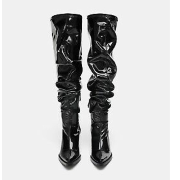 leather thigh high boots zara